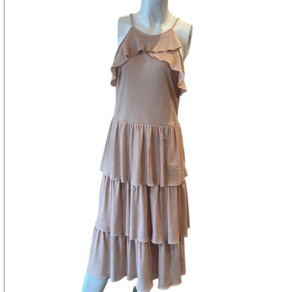 Rachel Rachel Roy February Blush Tiered Textured Midi Dress Size Medium - Picture 8 of 14